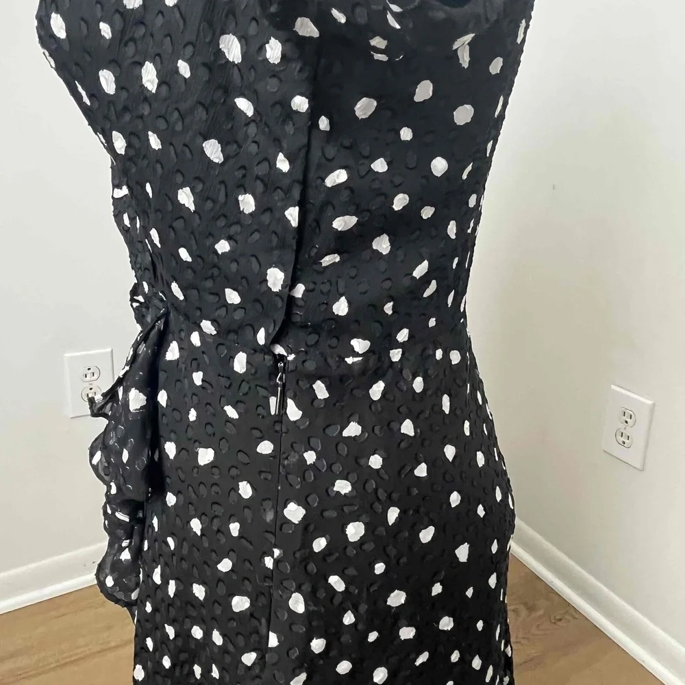 Rebecca Taylor Black Polka Dot Long‎ Sleeve V Neck Silk Faux Wrap Dress Size 4